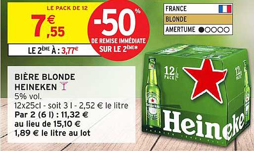 BIÈRE BLONDE HEINEKEN