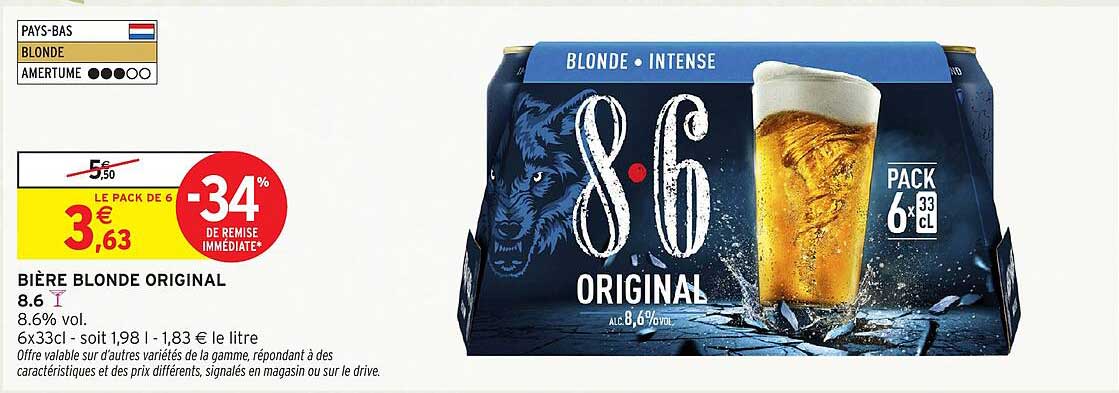 BIÈRE BLONDE ORIGINAL 8.6