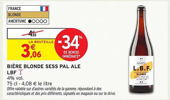 BIÈRE BLONDE SESS PAL ALE LBF