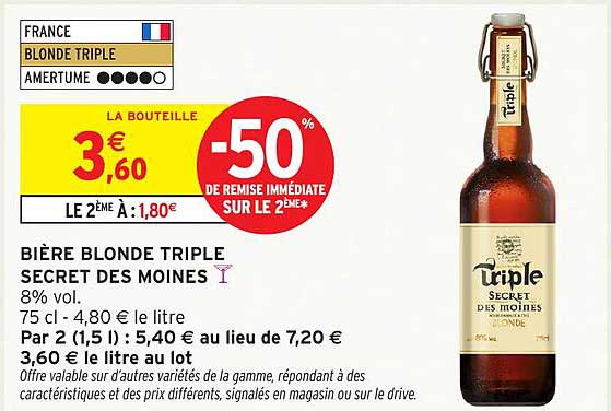 BIÈRE BLONDE TRIPLE SECRET DES MOINES