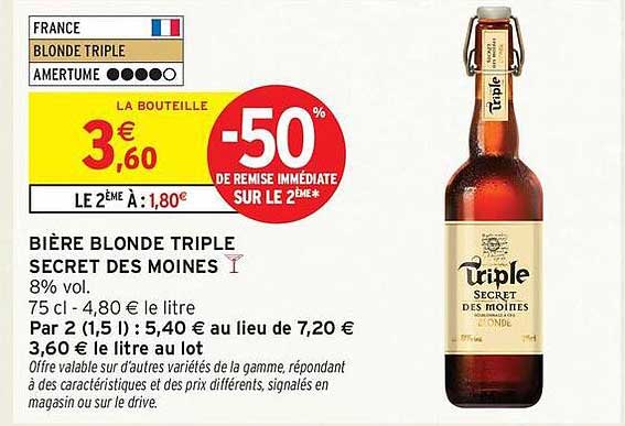 Bière Blonde Triple Secret des Moines