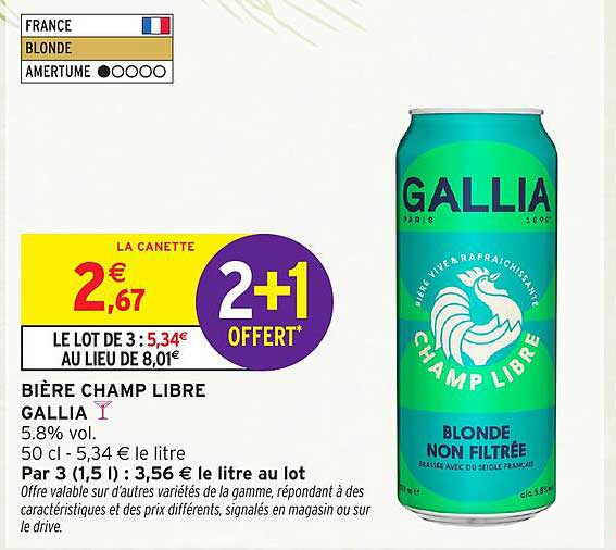 Bière Champ Libre GALLIA