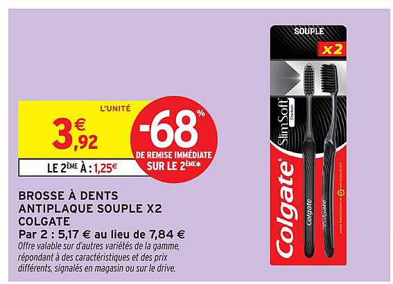 BROSSE À DENTS ANTIPLAQUE SOUPLE X2 COLGATE