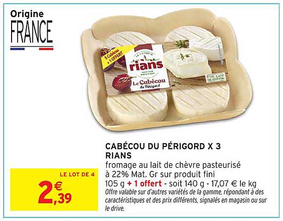 CABÉCOU DU PÉRIGORD X 3 RIANS