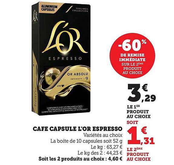 CAFE CAPSULE L'OR ESPRESSO