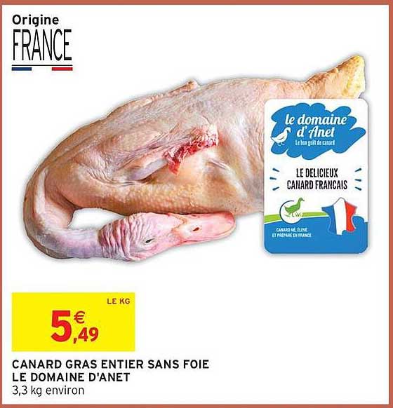 CANARD GRAS ENTIERS SANS FOIE LE DOMAINE D'ANET