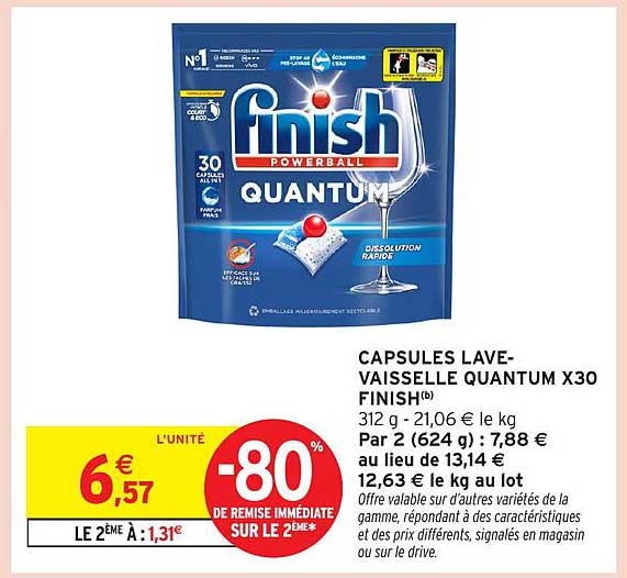 CAPSULES LAVE-VAISSELLE QUANTUM X30 FINISH
