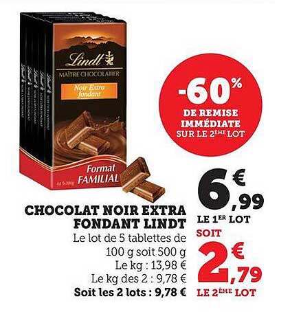 CHOCOLAT NOIR EXTRA FONDANT LINDT