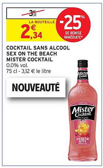 COCKTAIL SANS ALCOOL SEX ON THE BEACH MISTER COCKTAIL