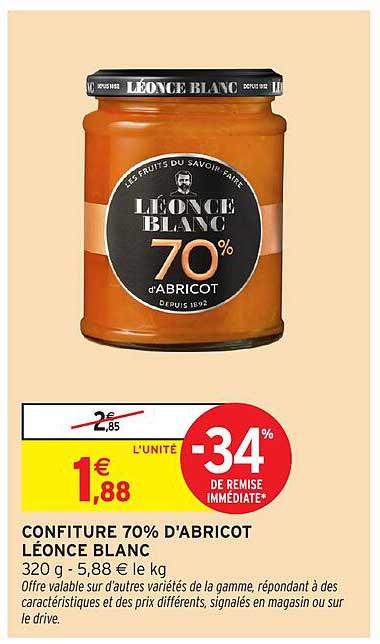 CONFITURE 70% D'ABRICOT LÉONCE BLANC