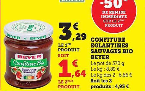 CONFITURE EGLANTINES SAUVAGES BIO BEYER
