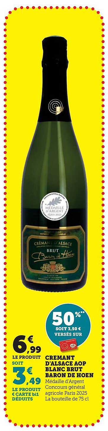 CRÉMANT D'ALSACE AOP BLANC BRUT BARON DE HOEN