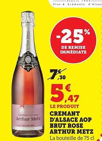 CREMANT D'ALSACE AOP BRUT ROSE ARTHUR METZ