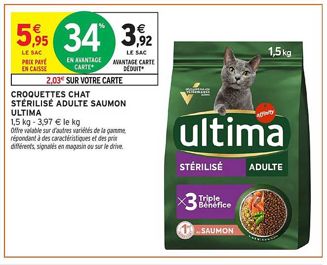CROQUETTES CHAT STÉRILISÉ ADULTE SAUMON ULTIMA