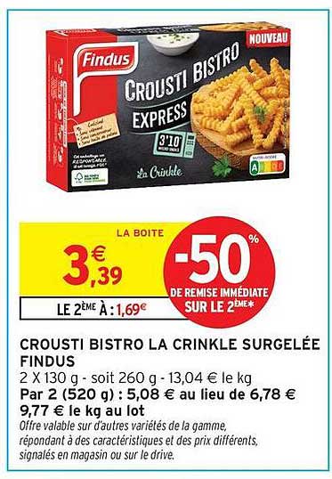 CROUSTI BISTRO LA CRINKLE SURGELÉE FINDUS