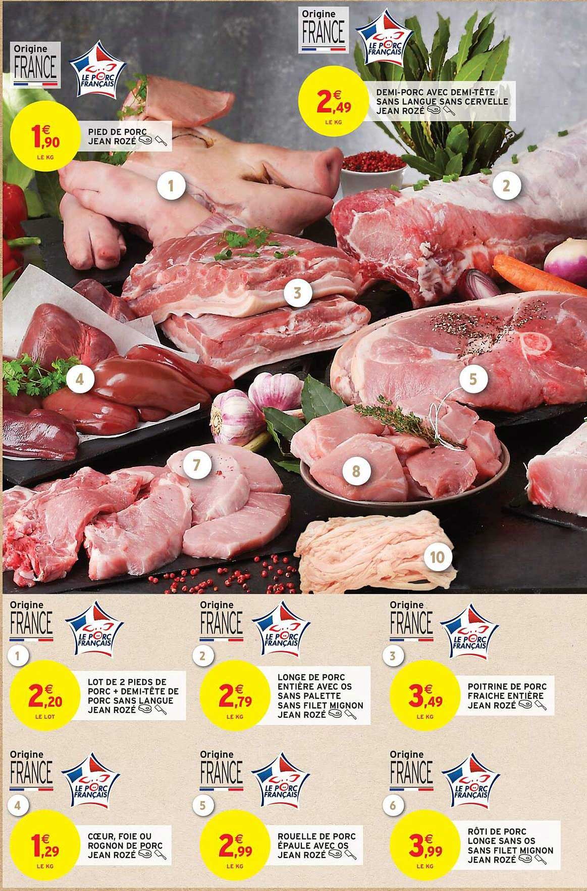 Demi-porc avec demi-tête sans langue sans cervelle Jean Roze