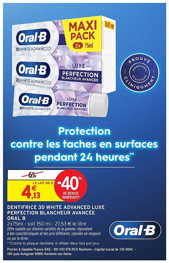 DENTIFRICE 3D WHITE ADVANCED LUXE PERFECTION BLANCHEUR AVANCÉE