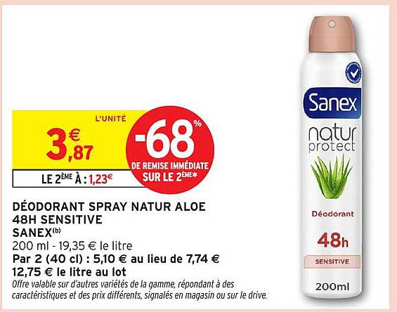 DÉODORANT SPRAY NATUR ALOE 48H SENSITIVE SANEX