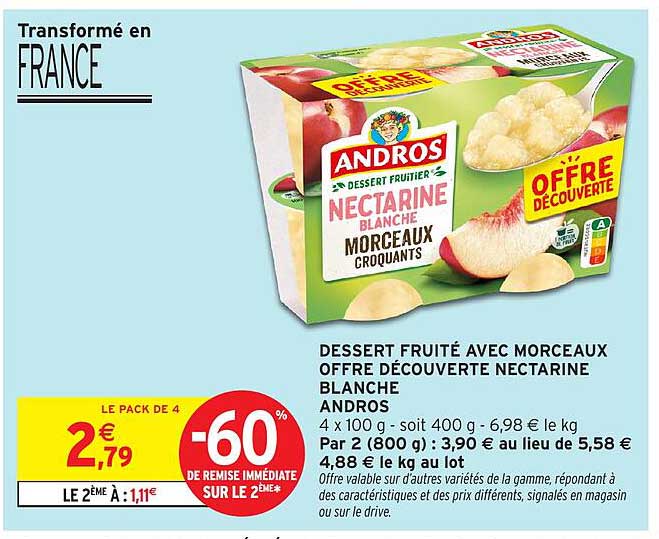 DESSERT FRUITÉ AVEC MORCEAUX OFFRE DÉCOUVERTE NECTARINE BLANCHE