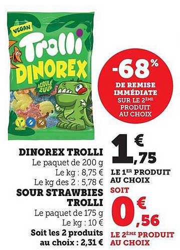 DINOREX TROLLI -68% de remise immédiate sur le 2ème produit au choix