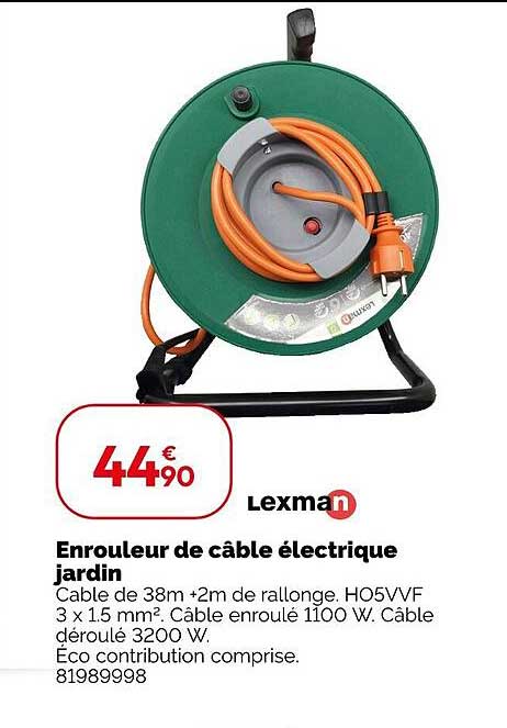 Enrouleur de câble électrique jardin