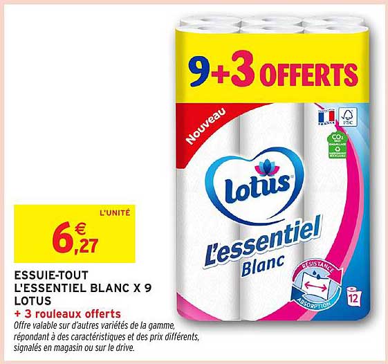 ESSUIE-TOUT L'ESSENTIEL BLANC X 9 LOTUS + 3 ROULEAUX OFFERTS