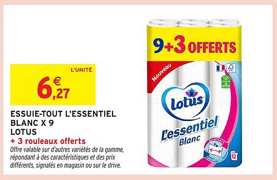 ESSUIE-TOUT L'ESSENTIEL BLANC X 9 LOTUS + 3 rouleaux offerts