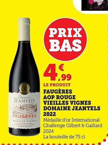 FAUGÈRES AOP ROUGE VIEILLES VIGNES DOMAINE JEANTELS 2022