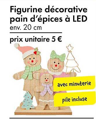 Figurine décorative pain d'épices à LED