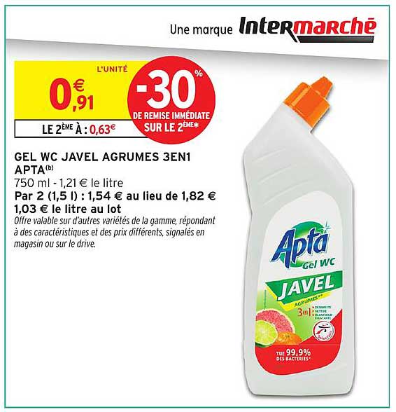 GEL WC JAVEL AGRUMES 3EN1 APTA