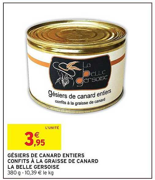 Gésiers de canard entiers confits à la graisse de canard