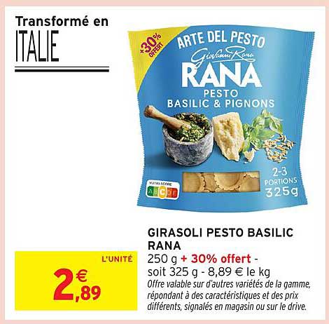 Girasoli Pesto Basilic Rana 250 g + 30% offert