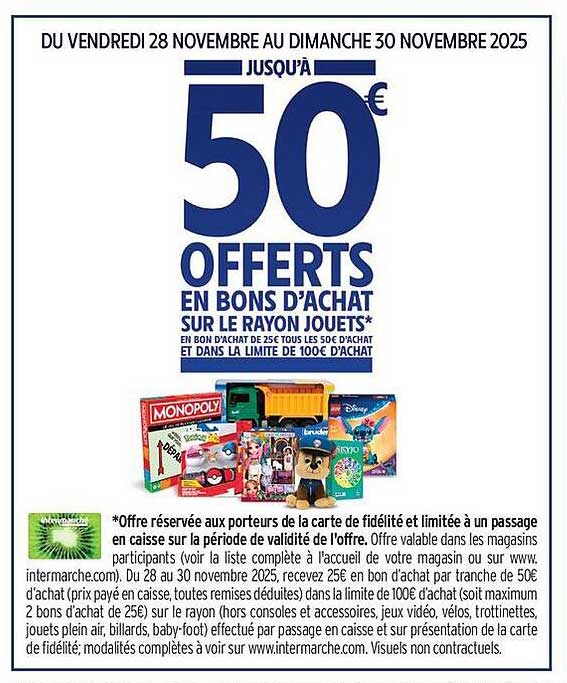 Jusqu'à 50€ offerts en bons d'achat sur le rayon jouets