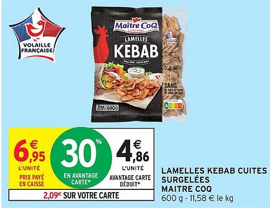 LAMELLES KEBAB CUITES SURGELEES MAITRE COQ