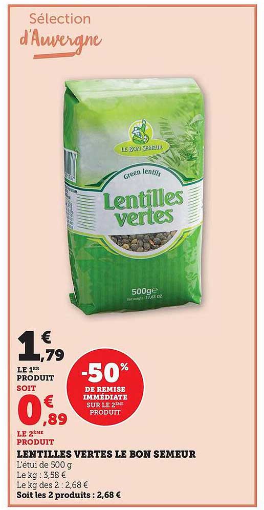 LENTILLES VERTES LE BON SEMEUR