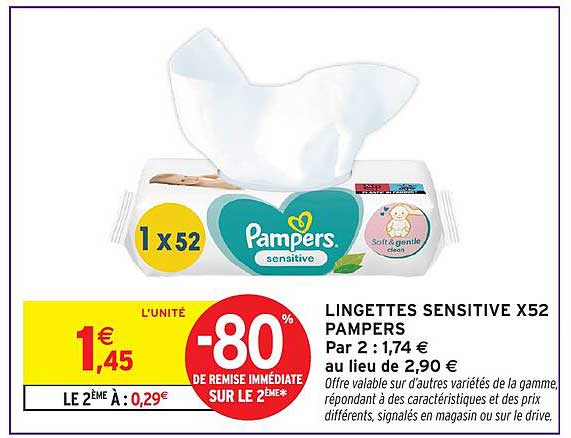 LINGETTES SENSITIVE X52 PAMPERS