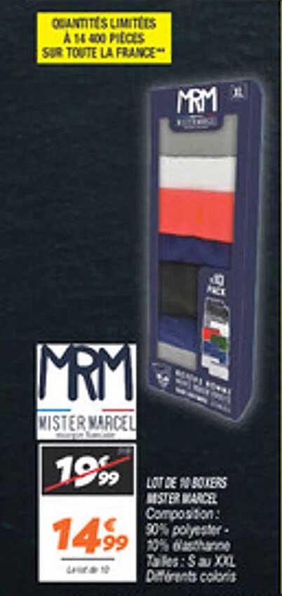 LOT DE 10 BOXERS MISTER MARCEL