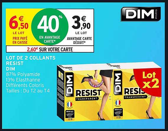 LOT DE 2 COLLANTS RESIST DIM