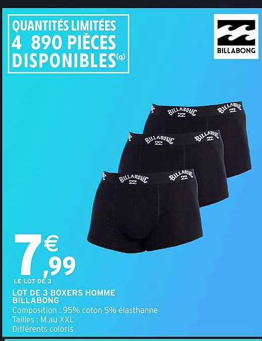 LOT DE 3 BOXERS HOMME BILLABONG