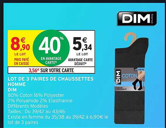 LOT DE 3 PAIRE DE CHAUSSETTES HOMME