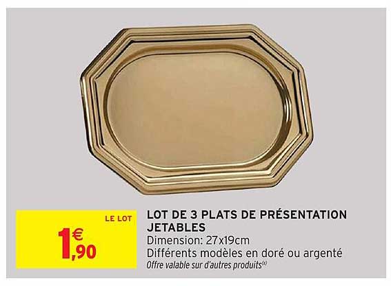 LOT DE 3 PLATS DE PRÉSENTATION JETABLES