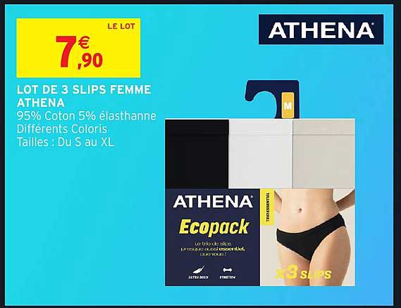 LOT DE 3 SLIPS FEMME ATHENA
