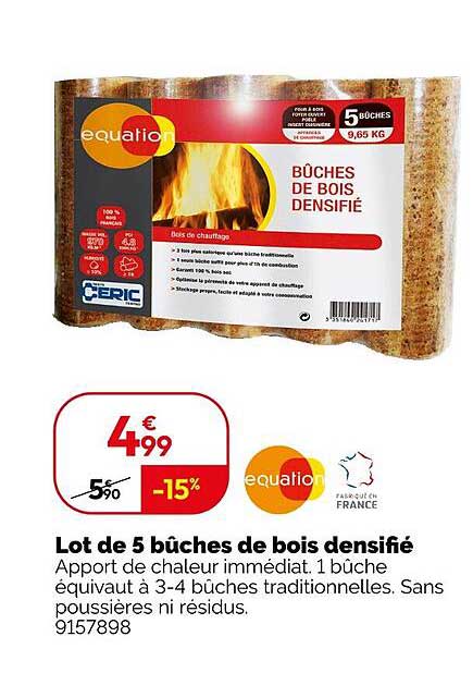Lot de 5 bûches de bois densifié
