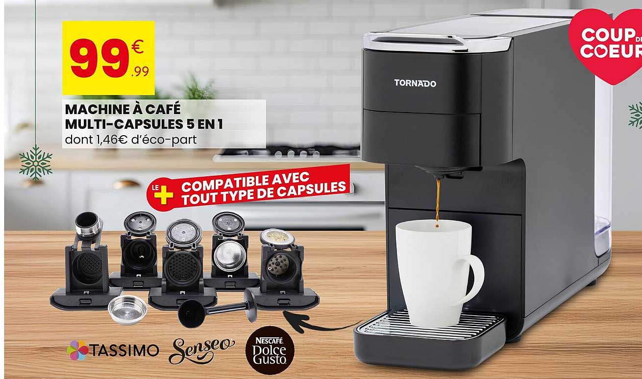 MACHINE À CAFÉ MULTI-CAPSULES 5 EN 1