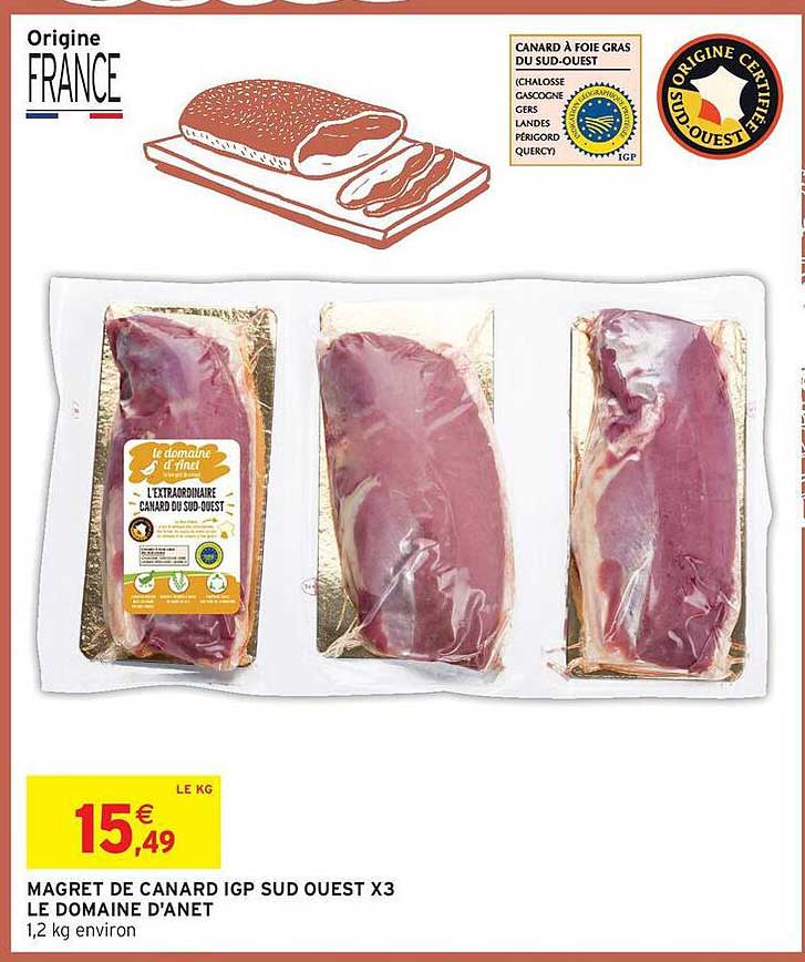 MAGRET DE CANARD IGP SUD OUEST X3 LE DOMAINE D'ANET