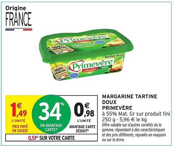 MARGARINE TARTINE DOUX PRIMEVÈRE