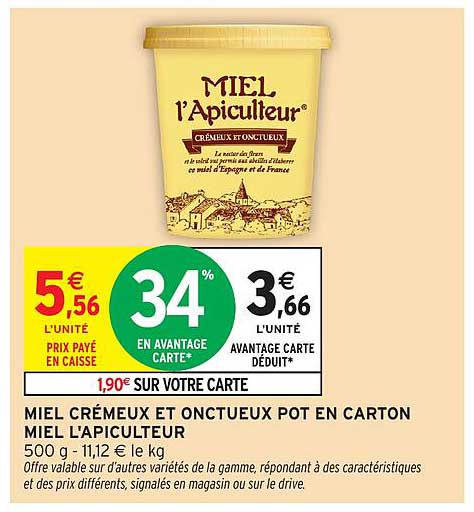 MIEL CRÉMEUX ET ONCTUEUX POT EN CARTON MIEL L'APICULTEUR