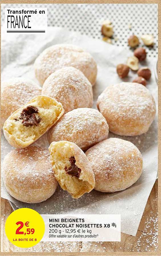 MINI BEIGNETS CHOCOLAT NOISETTES X8