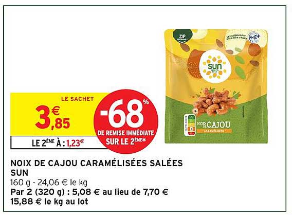 NOIX DE CAJOU CARAMÉLISÉES SALÉES SUN