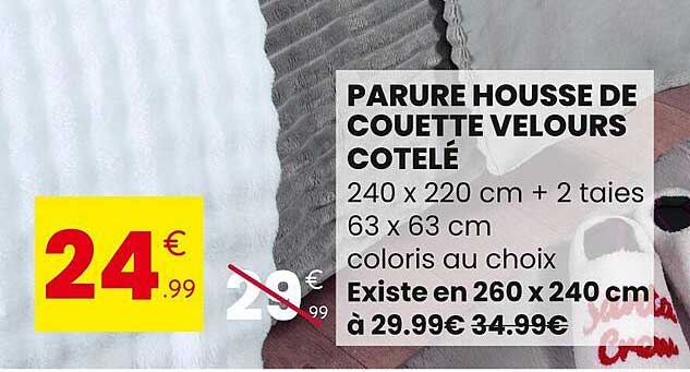 PARURE HOUSSE DE COUETTE VELOURS COTELÉ